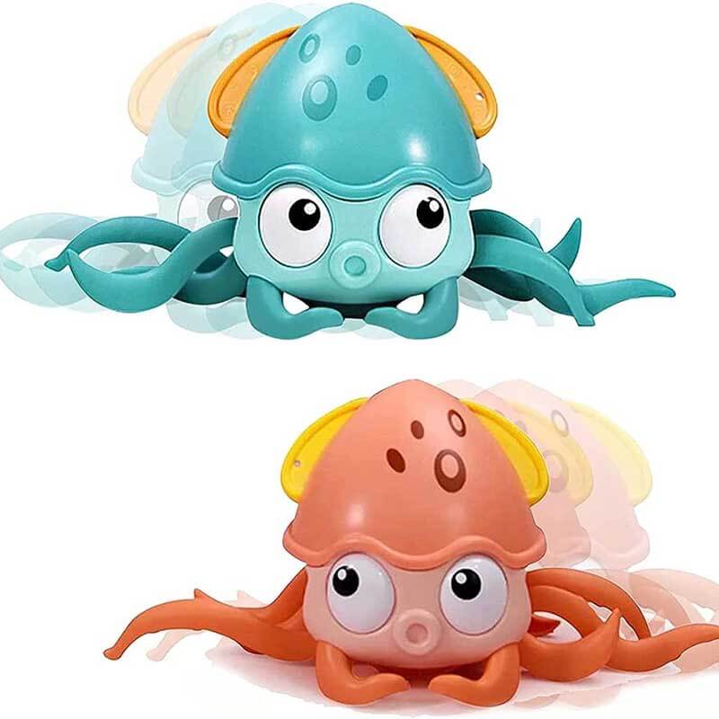Fidtoy Clockwork Octopus™ Musical Bath Toy | Light-Up Crawling Toy for Infants and Toddlers
