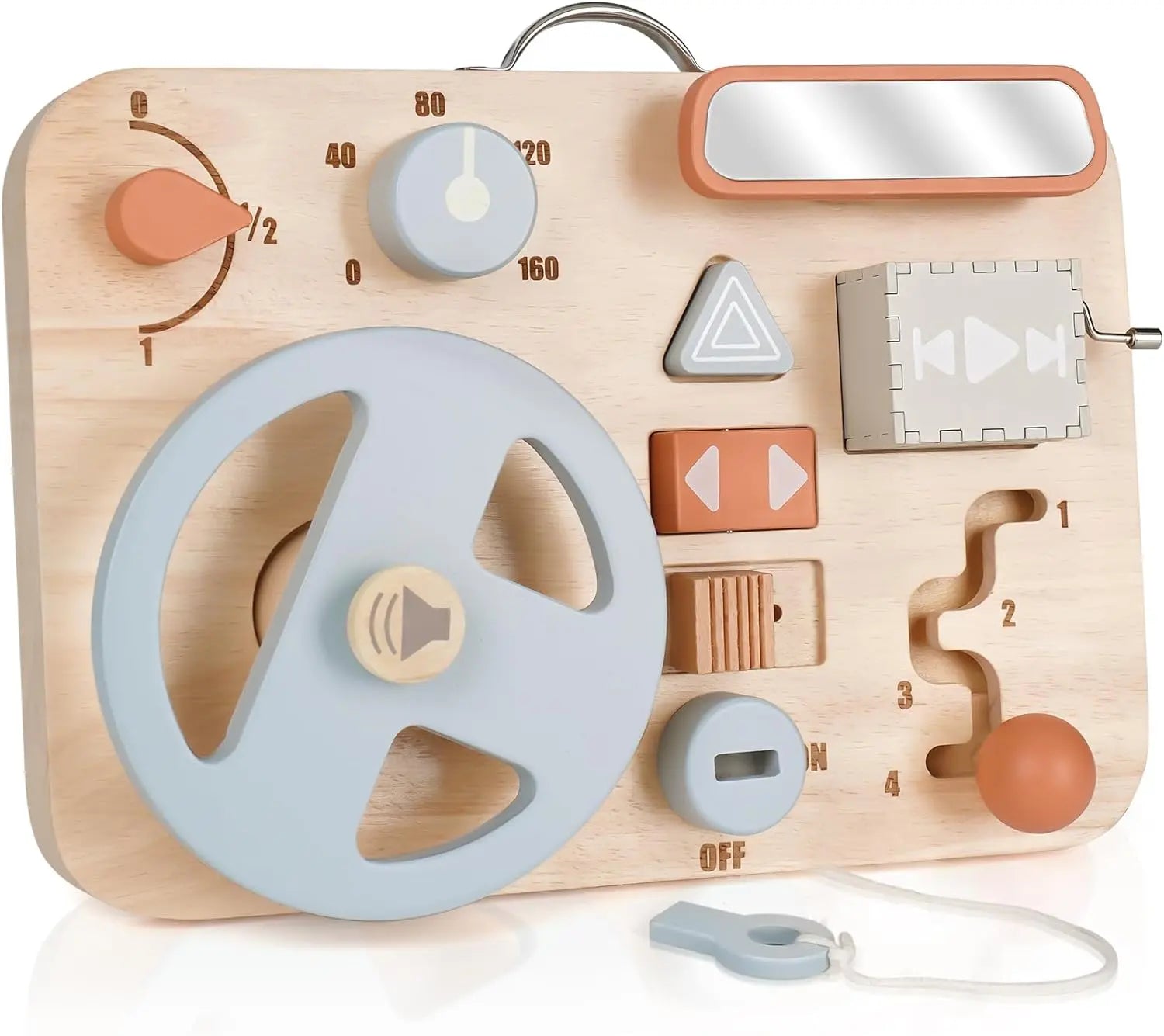 Fidtoy Montessori Busy Board Wooden Car Dashboard Toy for Toddlers Travel Sensory Activity Board