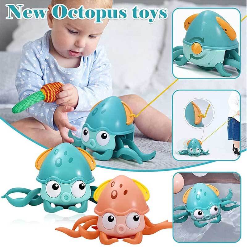 Fidtoy Clockwork Octopus™ Musical Bath Toy | Light-Up Crawling Toy for Infants and Toddlers