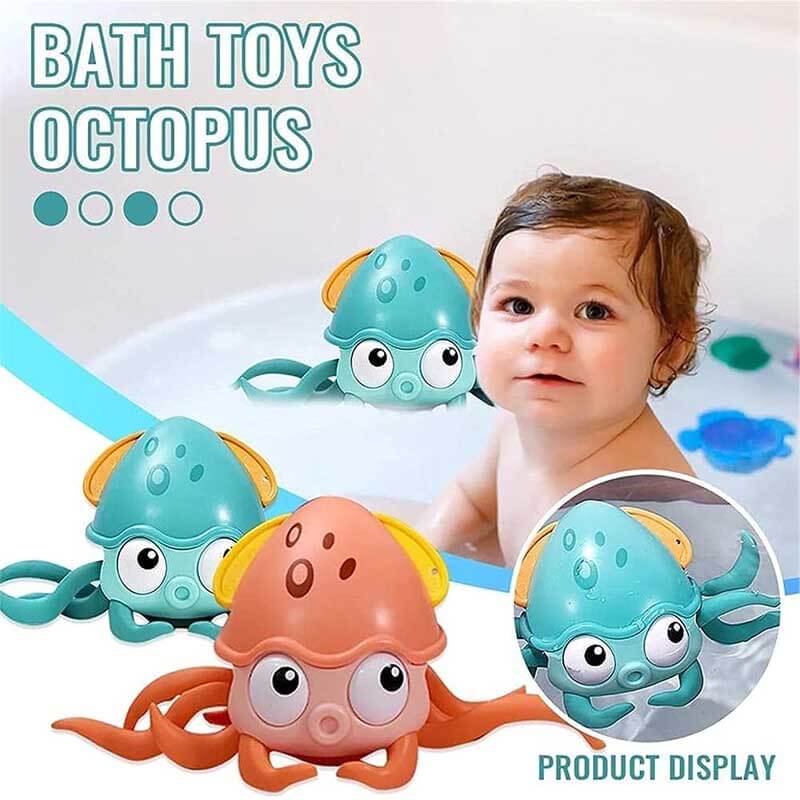 Fidtoy Clockwork Octopus™ Musical Bath Toy | Light-Up Crawling Toy for Infants and Toddlers