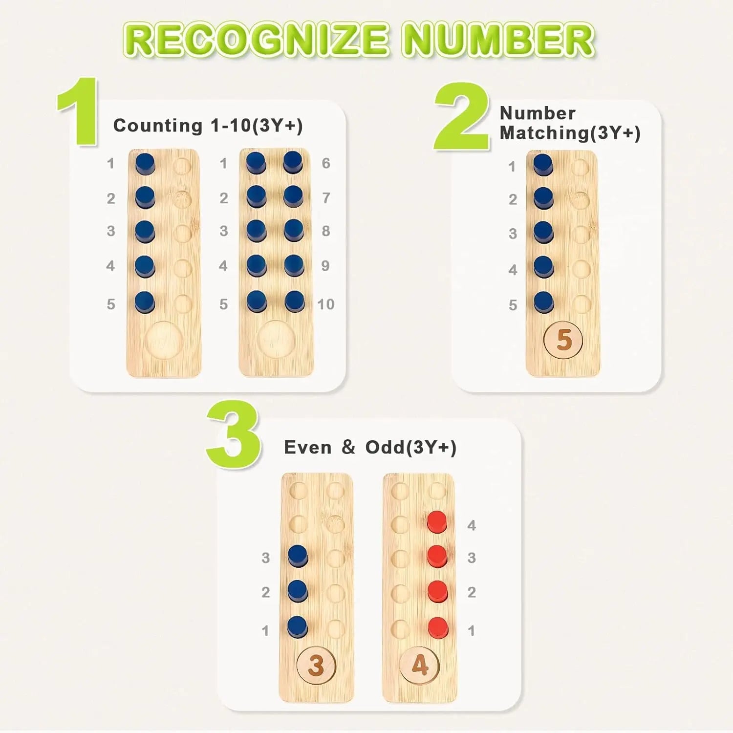 Fidtoy Juguete de Matemáticas de Madera para Niños Pequeños, Set de Aprendizaje de Conteo, Suma y Resta con Clavijas y Números