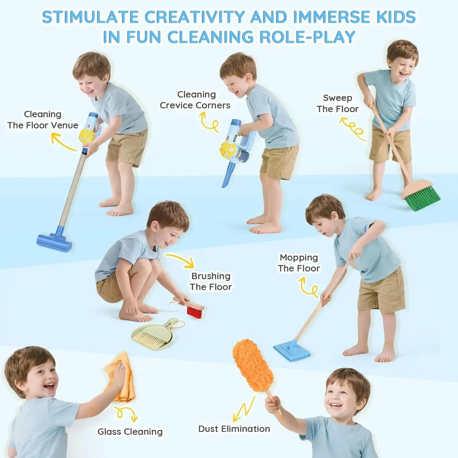 Véritable aspirateur fonctionnel pour le jeu de nettoyage des enfants