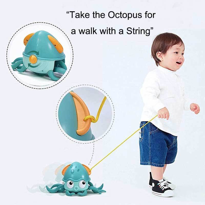 Fidtoy Clockwork Octopus™ Musical Bath Toy | Light-Up Crawling Toy for Infants and Toddlers