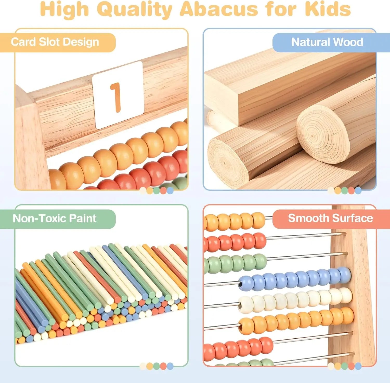 Juego de Juguetes de Matemáticas de Madera Fidtoy para Niños Kit de Aprendizaje de Conteo, Suma y Multiplicación