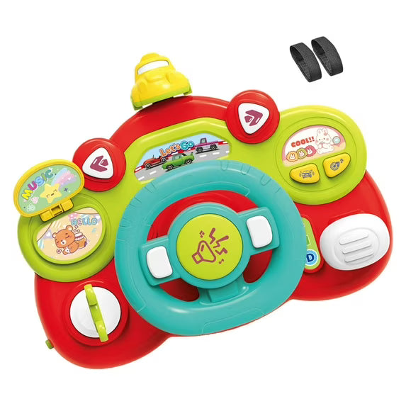 Fidtoy Multifunctional Activity Steering Wheel Toy for Toddlers Pretend Driving Lights Sounds Car Seat Play