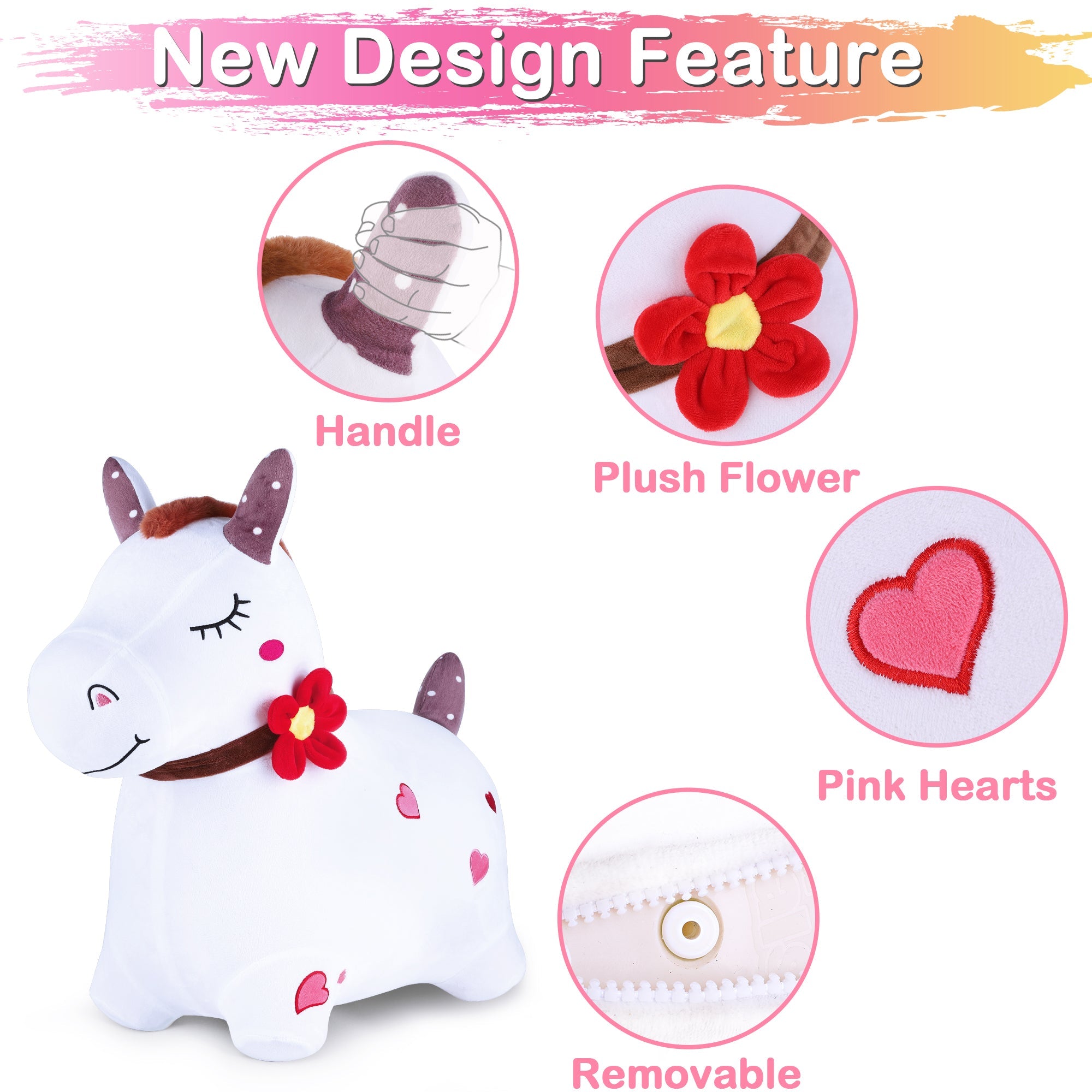 Bouncy Pals White Hopping Horse