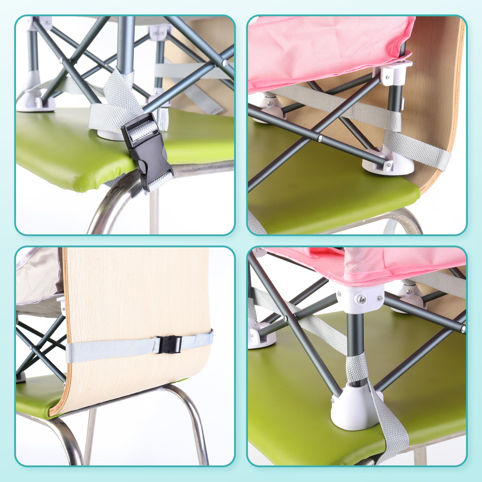 Travel-Friendly Baby Booster Seat -Portable Folding Chair with High Stability and Non-Slip Pads, ideal for Beach Outings, Outdoor Adventures, and Mealtime. Lightweight and Compact Design for Infants and Toddlers