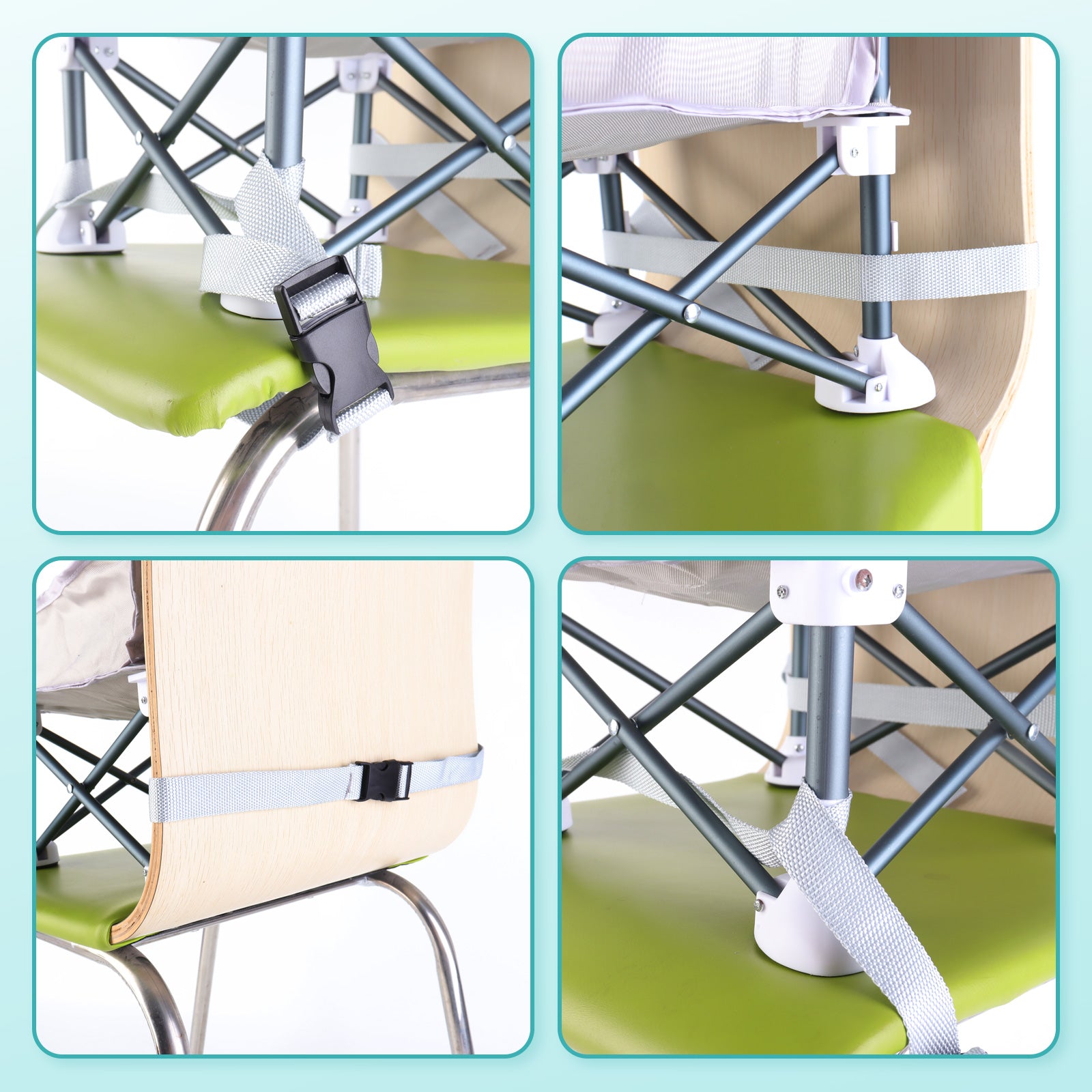 Travel-Friendly Baby Booster Seat -Portable Folding Chair with High Stability and Non-Slip Pads, ideal for Beach Outings, Outdoor Adventures, and Mealtime. Lightweight and Compact Design for Infants and Toddlers