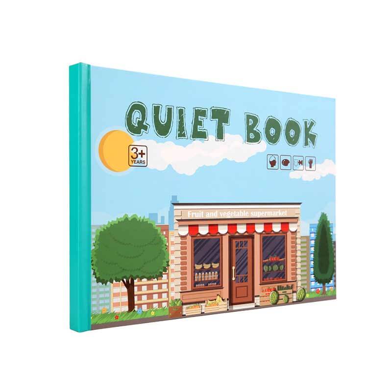 Fidtoy Montessori Livre d'éveil silencieux pour tout-petits | Livre d'activités éducatif et interactif pour apprendre les chiffres, les animaux, les légumes et la circulation routière