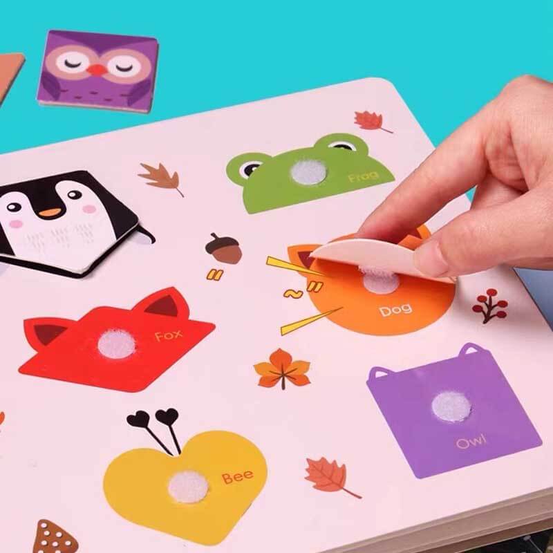Fidtoy Montessori Livre d'éveil silencieux pour tout-petits | Livre d'activités éducatif et interactif pour apprendre les chiffres, les animaux, les légumes et la circulation routière
