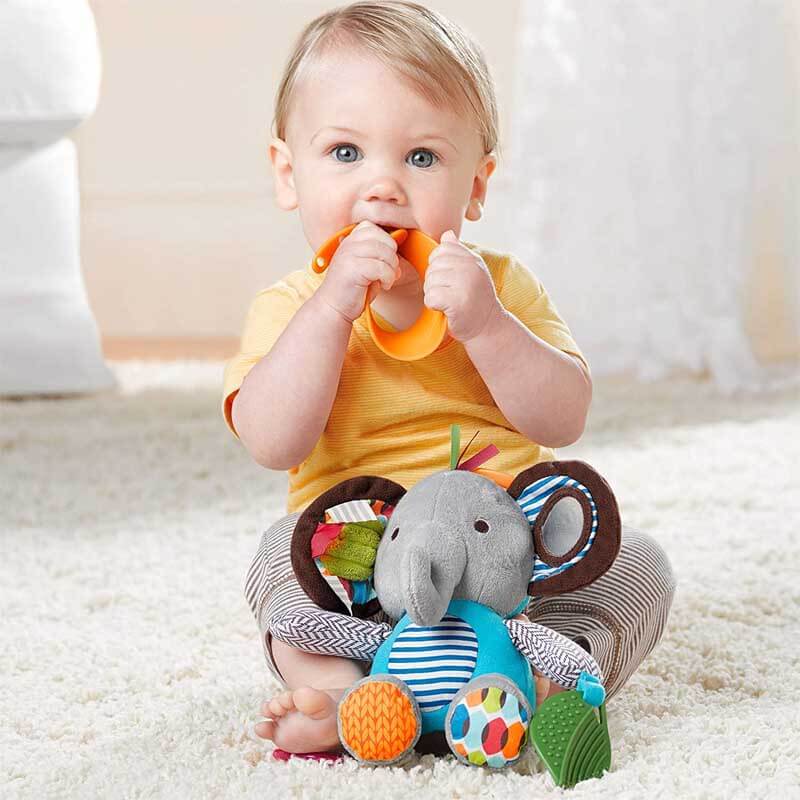 Fidtoy Anneau de dentition et jouet sensoriel pour bébé | Jouet doux multi-sensoriel pour la maison et les voyages