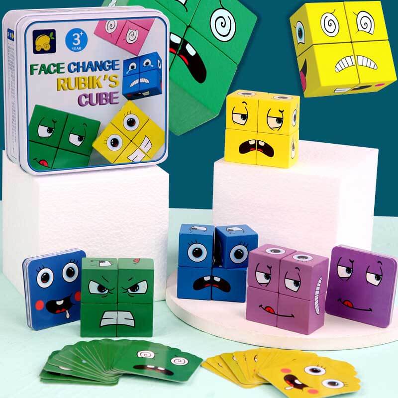 Fidtoy Facial Expression Magic Cube Game for Kids | Montessori Emotion Learning Toy