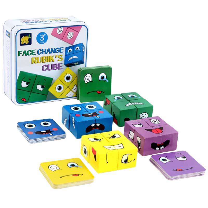 Fidtoy Facial Expression Magic Cube Game for Kids | Montessori Emotion Learning Toy
