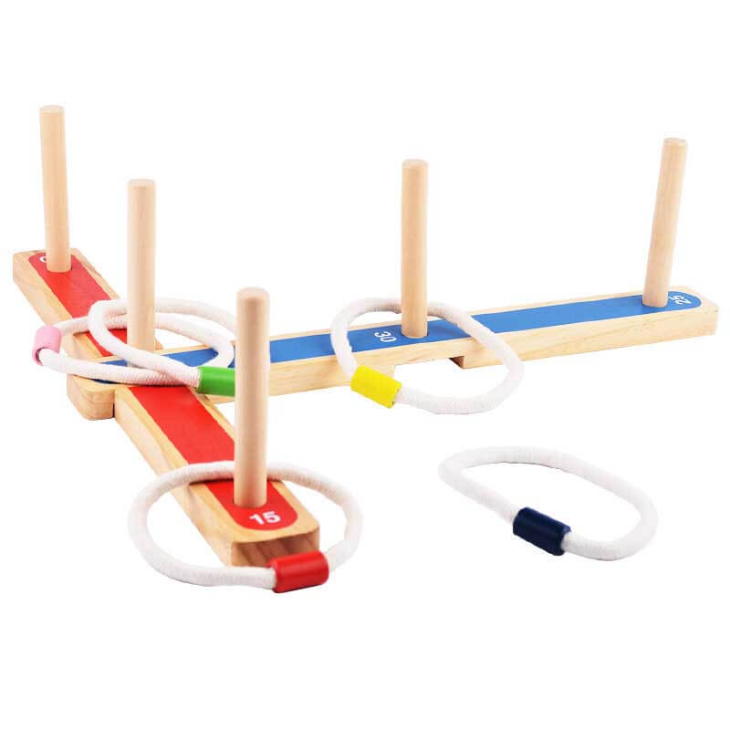 Jeu de lancer d'anneaux en bois Fidtoy pour enfants, jeu de quilles familial pour le jardin, les pique-niques, jouet d'apprentissage de la coordination œil-main pour les tout-petits de 3 à 8 ans