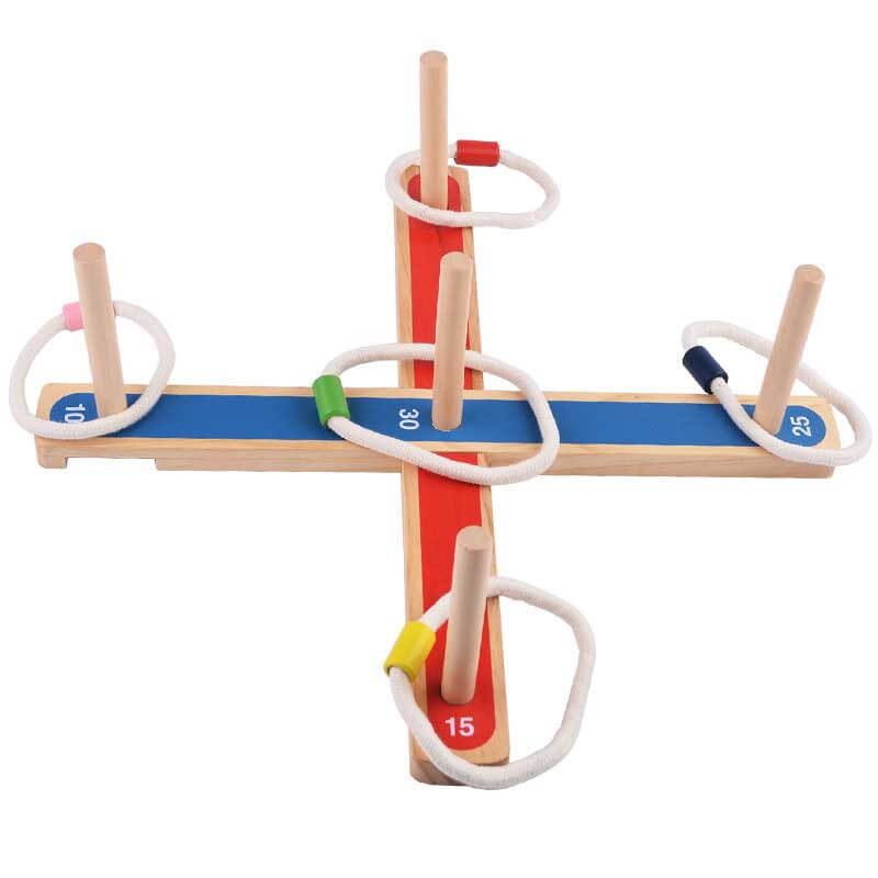 Jeu de lancer d'anneaux en bois Fidtoy pour enfants, jeu de quilles familial pour le jardin, les pique-niques, jouet d'apprentissage de la coordination œil-main pour les tout-petits de 3 à 8 ans