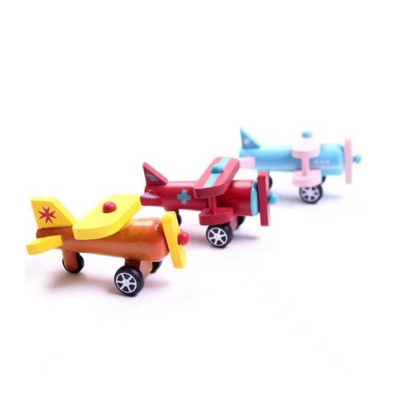 Fidtoy – Ensemble d'avions et de véhicules en bois à faire rouler | Jouet à pousser et à faire rouler pour tout-petits
