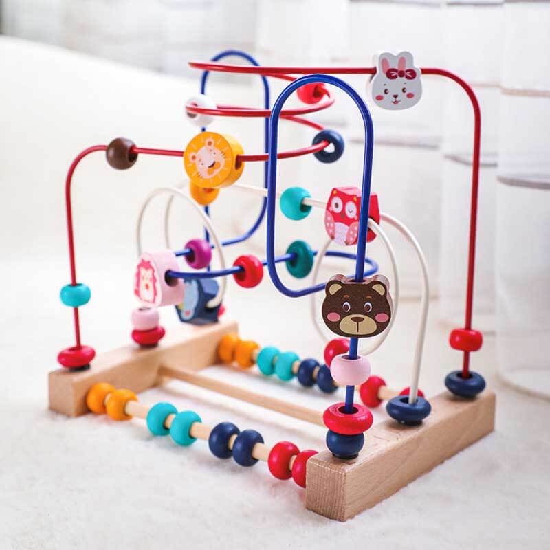 Fidtoy Hedgehog Bead Maze for Toddlers 1-4 – Wooden Threading Toy for Fine Motor Skills and Early Learning