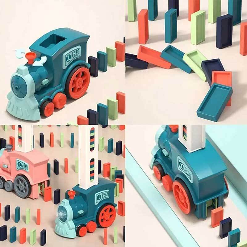 Fidtoy Automatic Domino Train Set for Kids 3-8 | Creative Domino Blocks for Home Play & Family Learning