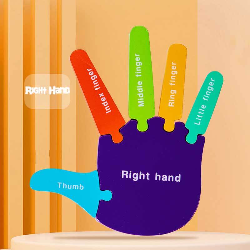 Fidtoy Montessori Hand Puzzle Toy for Toddlers Finger Learning Wooden Puzzle Early Learning Toy Fine Motor Skills Development for Kids Home Play