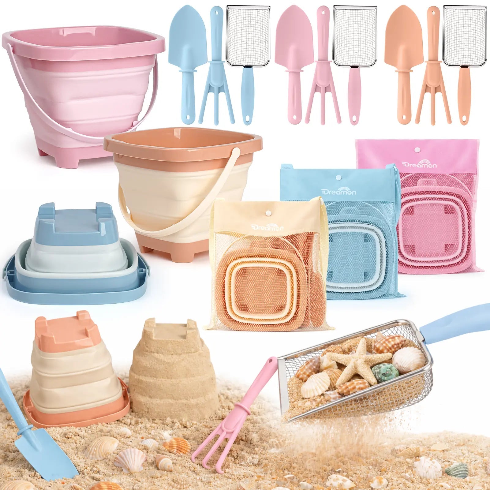 Fidtoy Portable Beach Sand Toy Set for Kids 3-10 - Treasure Hunting Fun