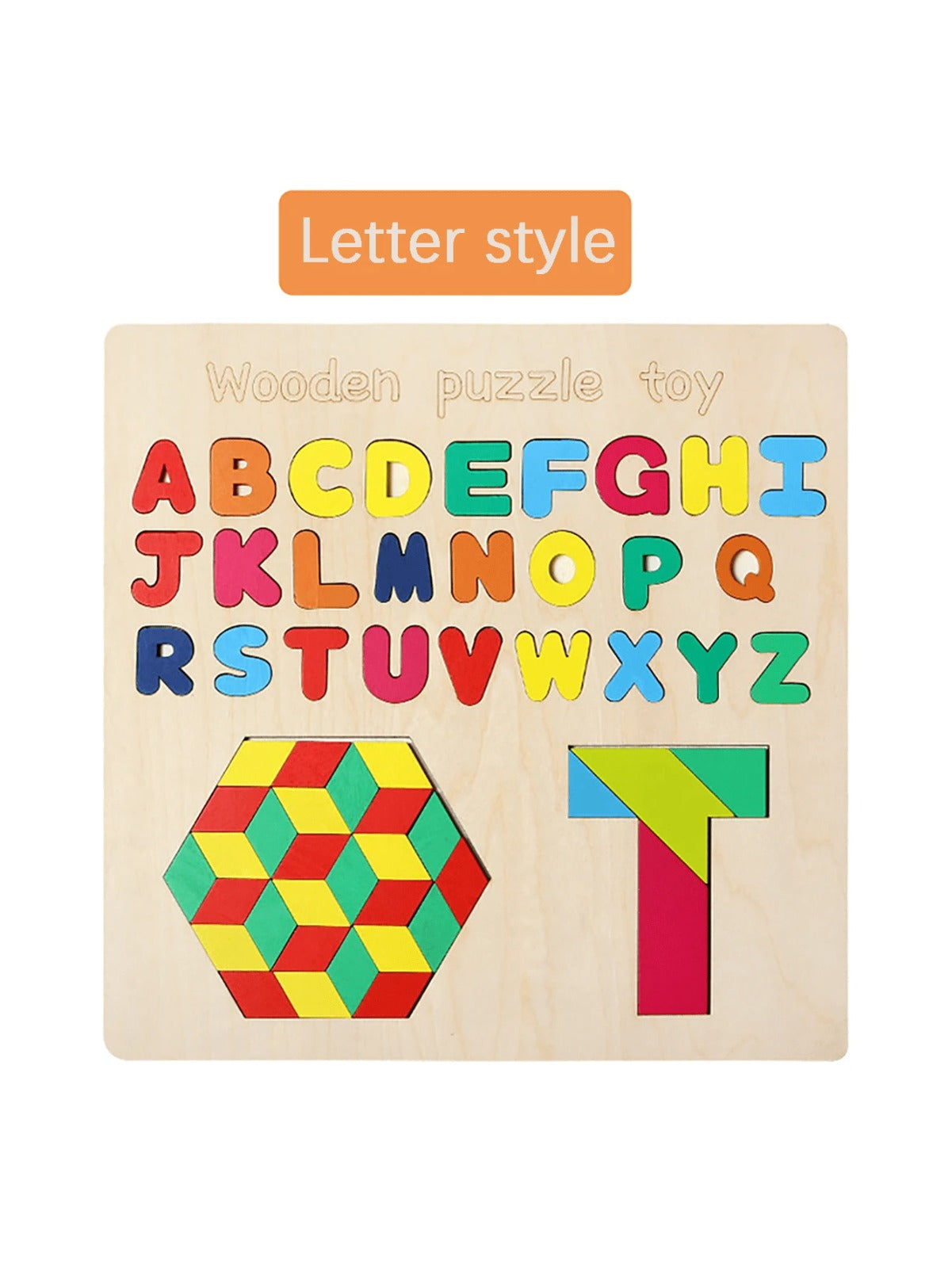 3 in 1 Wooden Alphabet Tangram Puzzle Board - 249