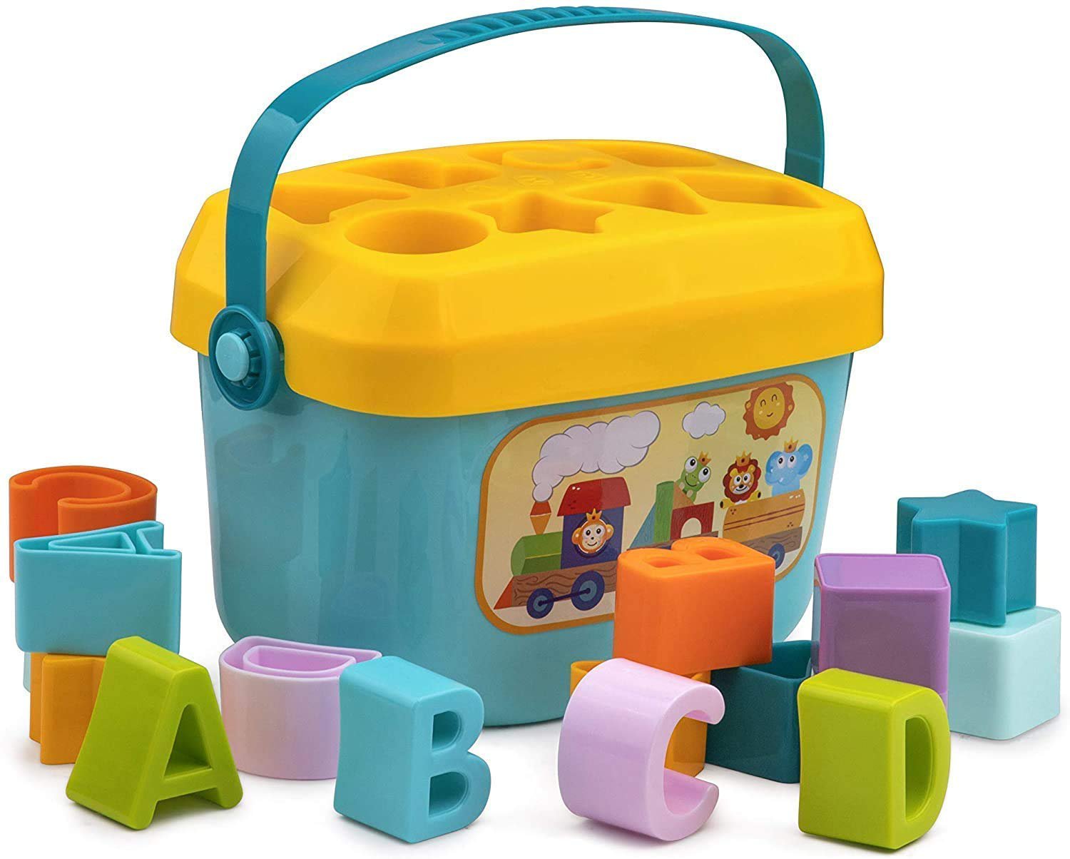 Fidtoy Baby Shape Sorter Blocks Set with 16 Building Blocks