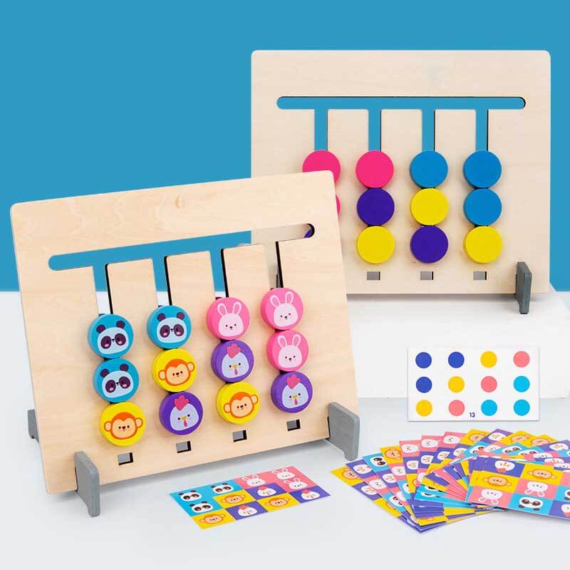 Fidtoy Double-Sided Wooden Puzzle Board for Toddlers | Montessori Logic & Color Matching Educational Toy
