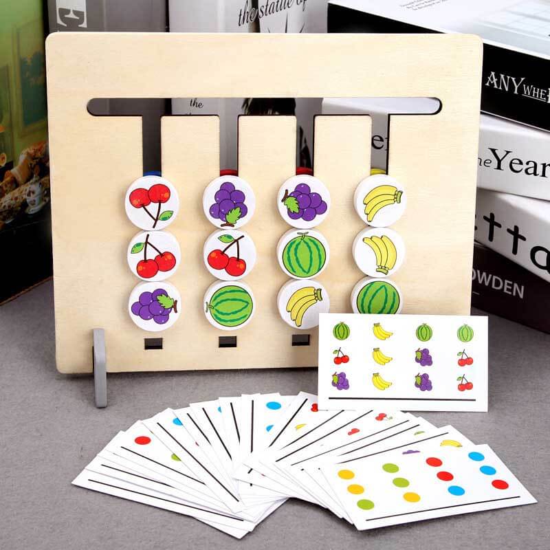 Fidtoy Double-Sided Wooden Puzzle Board for Toddlers | Montessori Logic & Color Matching Educational Toy