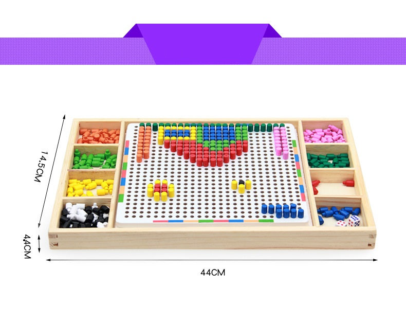 Large Wooden Mosaic Beads Pegs Board