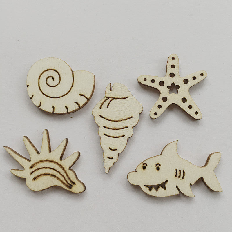 50-100 Pieces Wooden Animal Flower Shape Pieces Art Craft Chips Toys Natural Nature DIY Loose Parts