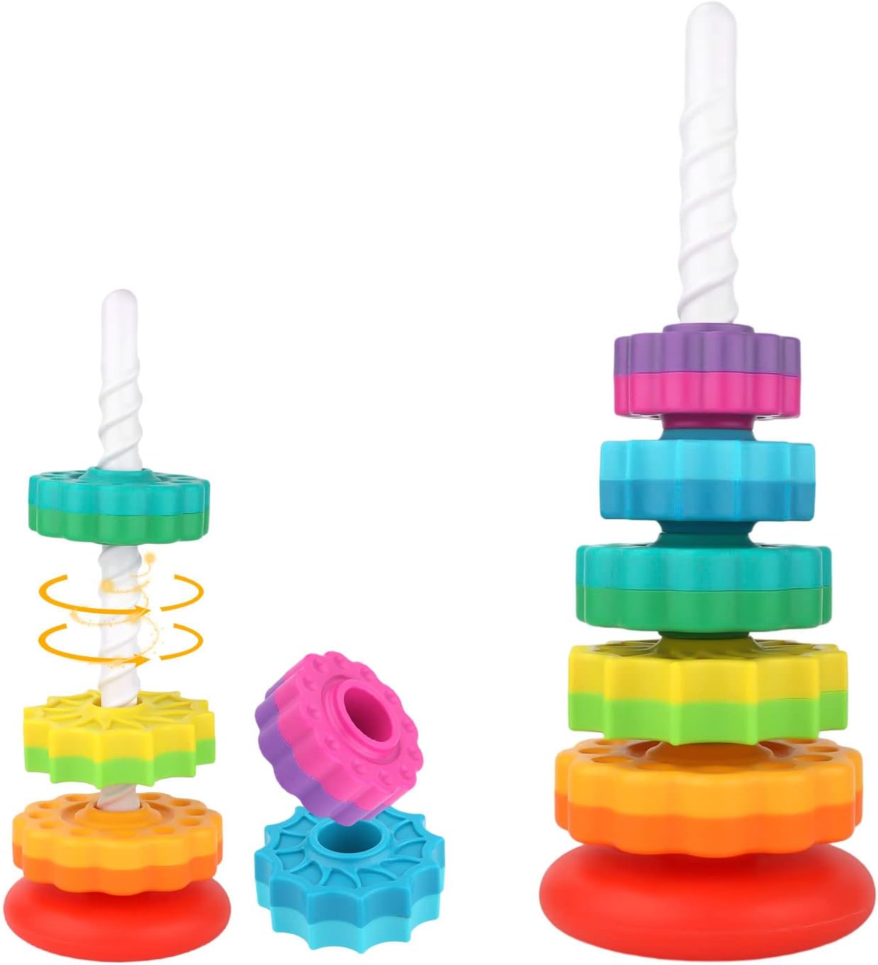 Sensory Spin Gears Stacking Five Rings Rainbow Tower - 403