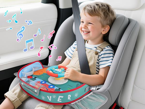 Kids Steering Wheel Toy with Lights and Music Interactive Driving Simulation Playset for Toddlers, Travel Entertainment with Horn and Gear Shift Fun Gift for Boys Girls