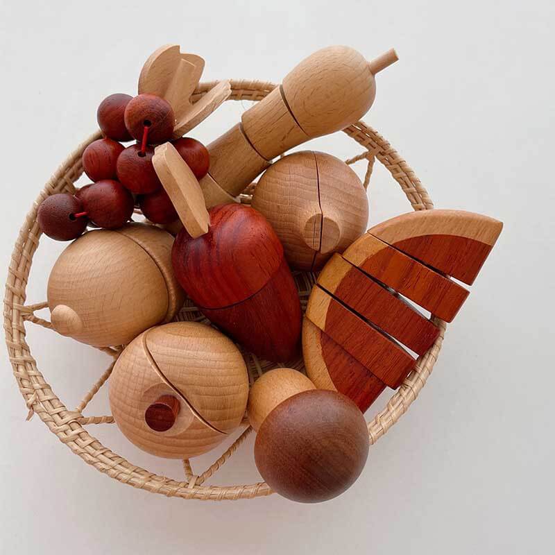 Fidtoy Wooden Play Kitchen Accessories – 15-Piece Pretend Cooking Set for Toddlers