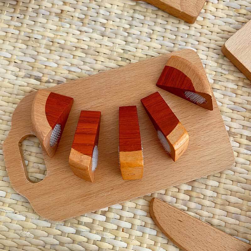 Fidtoy Wooden Play Kitchen Accessories – 15-Piece Pretend Cooking Set for Toddlers