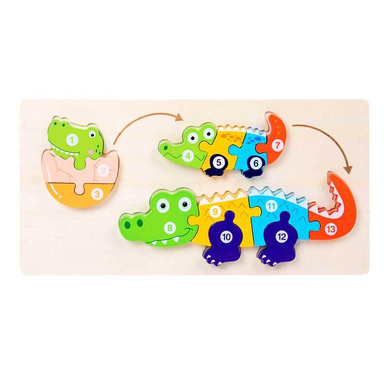 Fidtoy Wooden Animal Puzzle Set – Animal Shapes Toddler Learning Toy