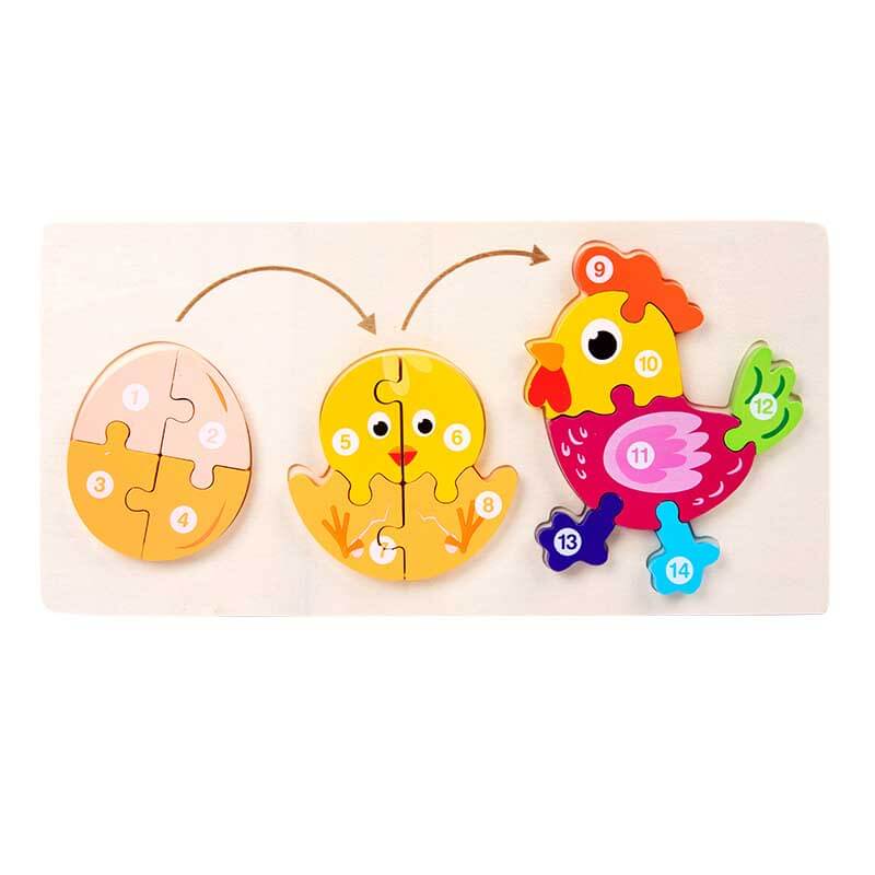 Fidtoy Wooden Animal Puzzle Set – Animal Shapes Toddler Learning Toy