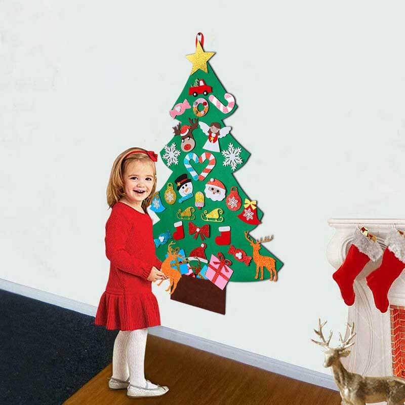 Fidtoy DIY Felt Christmas Tree Set with 30 Ornaments – Montessori Holiday Activity for Toddlers