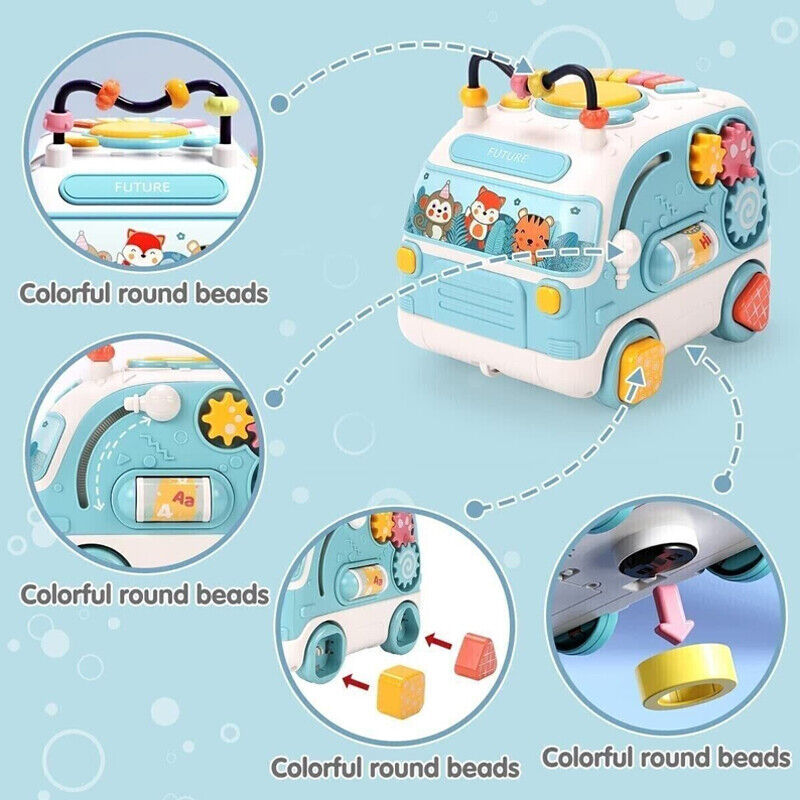 Fidtoy Musical Activity Bus Toy with Lights and Sounds
