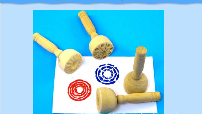 Large Wooden Sensory Playdough Dough Stamper Set Tool Kit 4 pieces