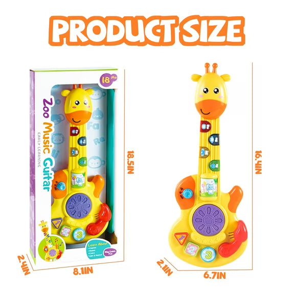 Fidtoy Giraffe Musical Guitar Toy for Toddlers – Light Up Kids Guitar with Piano, Drum, Animal Sounds, Shape Matching, and Music Modes