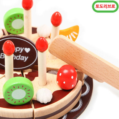 Wooden Birthday Cake with Candles Play Set