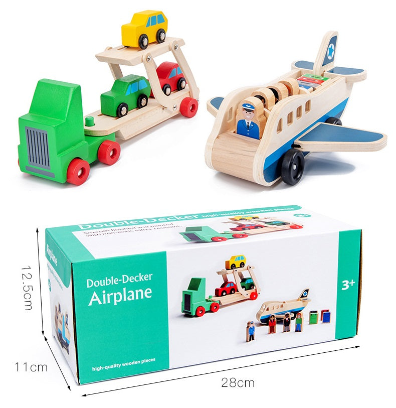 Wooden Airplane with People Kids Plane Toy