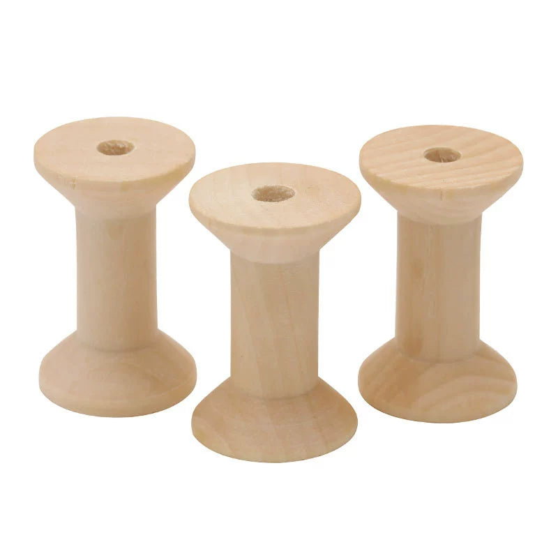 Montessori NATURAL Loose parts Bobbin Bundle of 5 Wooden Toy