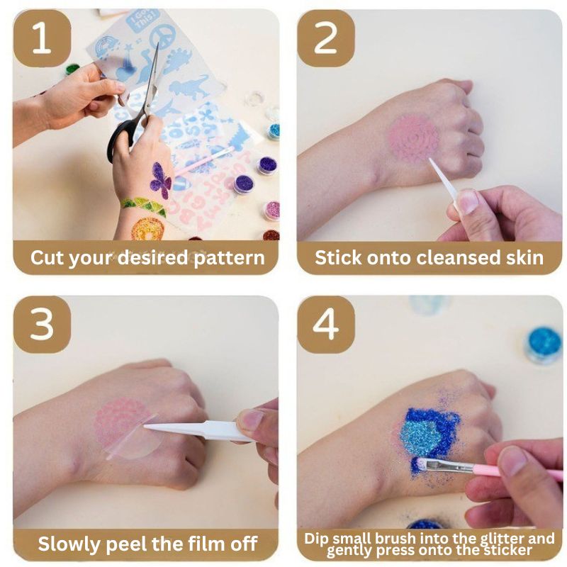 Kids DIY Glitter Tattoo Set Party Craft Kit