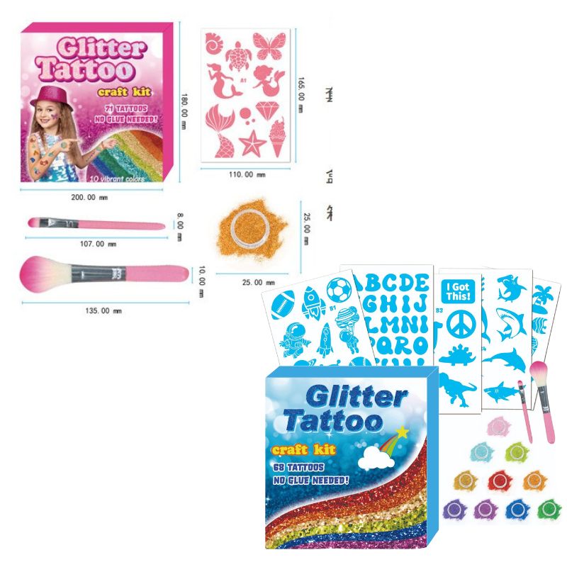 Kids DIY Glitter Tattoo Set Party Craft Kit
