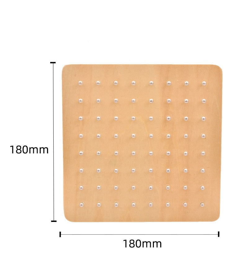 Montessori Nail Board Wooden Geometric Elastic and Nail Board