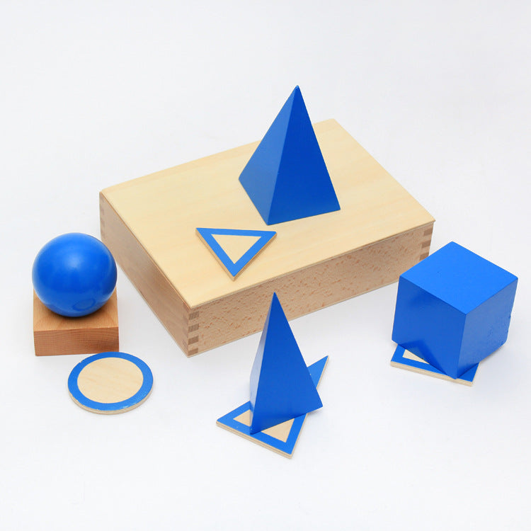 Large Wooden Montessori 3D Geometric Solids Shapes set of 10