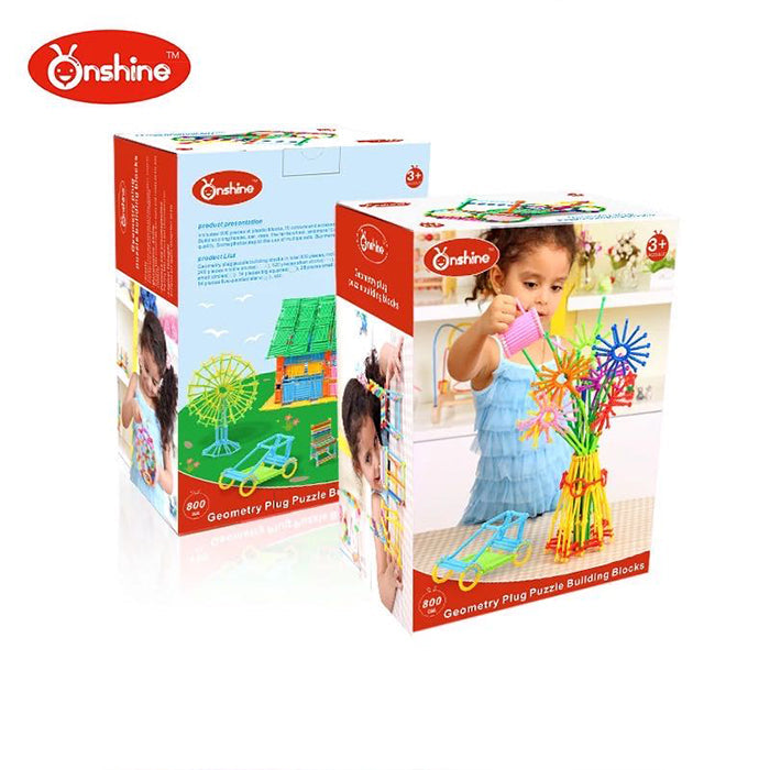 Onshine Geometría Plug Puzzle Bloques de Construcción 800PCS - Juguetes de madera de composición abierta