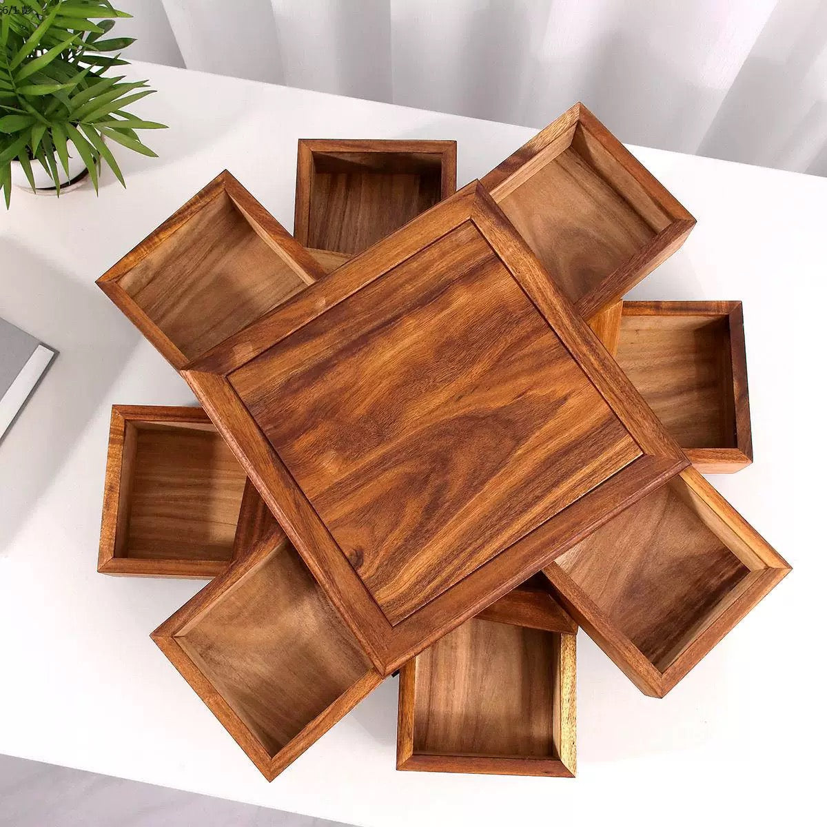 Ultra Multi-Layer Rotating Solid Wood Jewelry Storage Box