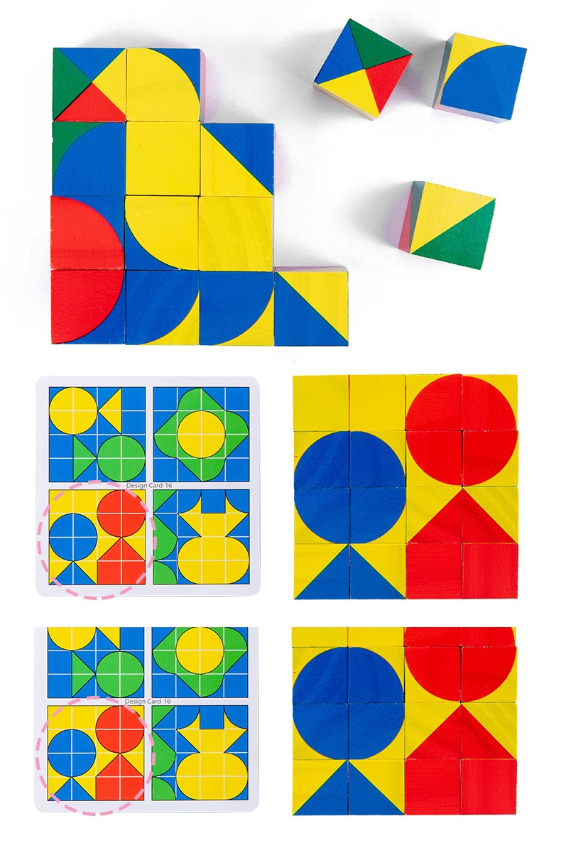 Wooden Pixy Cubes Patterns Children Party Game